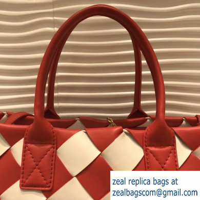 Bottega Veneta Maxi Cabat 30 Tote Bag In Nappa Red/White 2019 - Click Image to Close