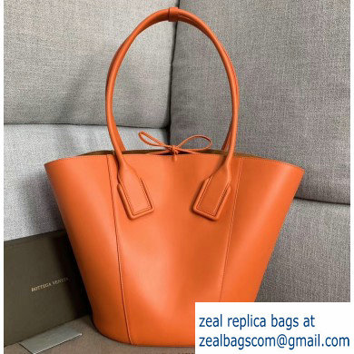 Bottega Veneta Medium Basket Tote Bag In French Calf Orange 2019
