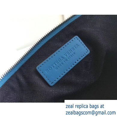 Bottega Veneta Medium Pouch Clutch Bag In Maxi Intreccio Weave Blue 2019
