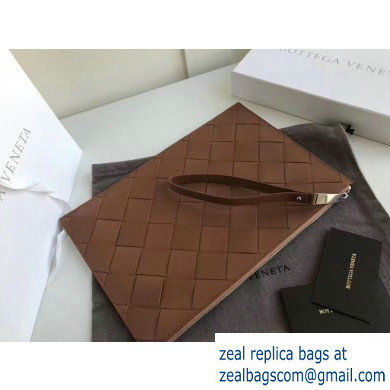 Bottega Veneta Medium Pouch Clutch Bag In Maxi Intreccio Weave Brown 2019