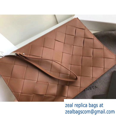 Bottega Veneta Medium Pouch Clutch Bag In Maxi Intreccio Weave Brown 2019