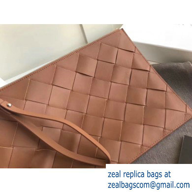 Bottega Veneta Medium Pouch Clutch Bag In Maxi Intreccio Weave Brown 2019