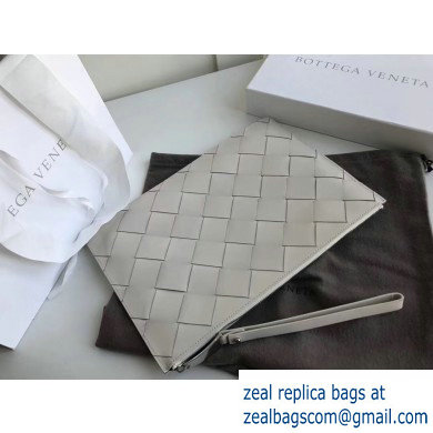 Bottega Veneta Medium Pouch Clutch Bag In Maxi Intreccio Weave White 2019
