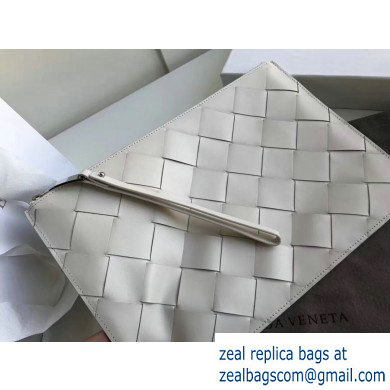Bottega Veneta Medium Pouch Clutch Bag In Maxi Intreccio Weave White 2019