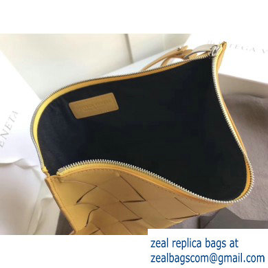 Bottega Veneta Medium Pouch Clutch Bag In Maxi Intreccio Weave Yellow 2019