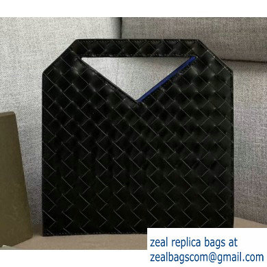 Bottega Veneta Mini Flat Bicolor North-South Tote Bag Black 2019