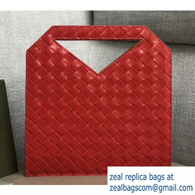 Bottega Veneta Mini Flat Bicolor North-South Tote Bag Red 2019 - Click Image to Close