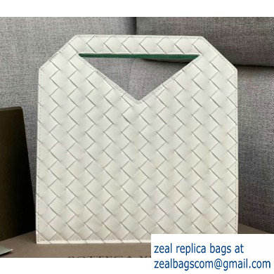 Bottega Veneta Mini Flat Bicolor North-South Tote Bag White 2019