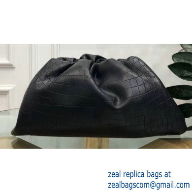 Bottega Veneta Oversize Frame The Pouch Clutch Bag In Croco Pattern Black 2019