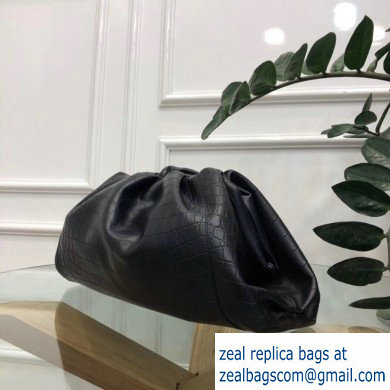 Bottega Veneta Oversize Frame The Pouch Clutch Bag In Croco Pattern Black 2019