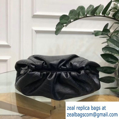 Bottega Veneta Oversize Frame The Pouch Clutch Bag In Croco Pattern Black 2019 - Click Image to Close