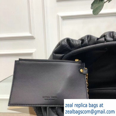 Bottega Veneta Oversize Frame The Pouch Clutch Bag In Croco Pattern Black 2019