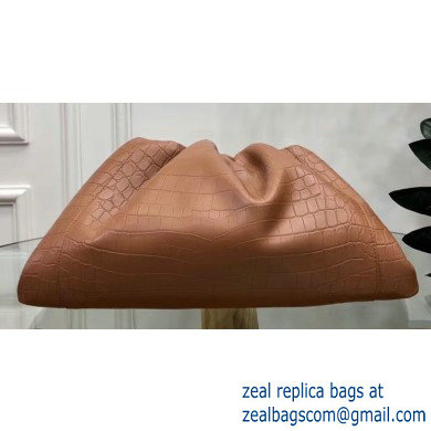 Bottega Veneta Oversize Frame The Pouch Clutch Bag In Croco Pattern Brown 2019