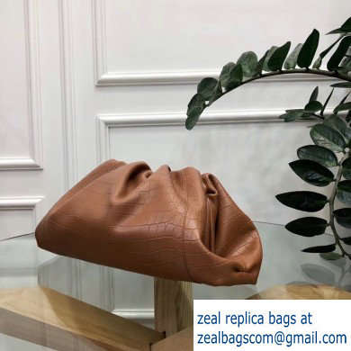 Bottega Veneta Oversize Frame The Pouch Clutch Bag In Croco Pattern Brown 2019 - Click Image to Close