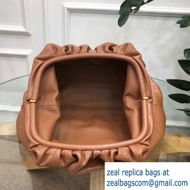Bottega Veneta Oversize Frame The Pouch Clutch Bag In Croco Pattern Brown 2019