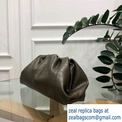 Bottega Veneta Oversize Frame The Pouch Clutch Bag In Croco Pattern Dark Green 2019