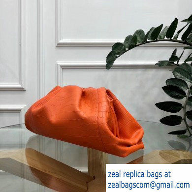 Bottega Veneta Oversize Frame The Pouch Clutch Bag In Croco Pattern Orange 2019