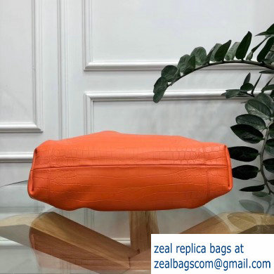 Bottega Veneta Oversize Frame The Pouch Clutch Bag In Croco Pattern Orange 2019 - Click Image to Close