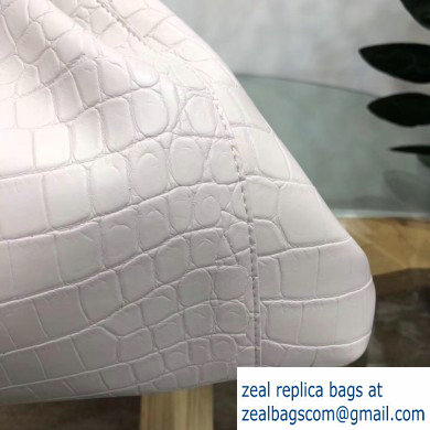 Bottega Veneta Oversize Frame The Pouch Clutch Bag In Croco Pattern White 2019