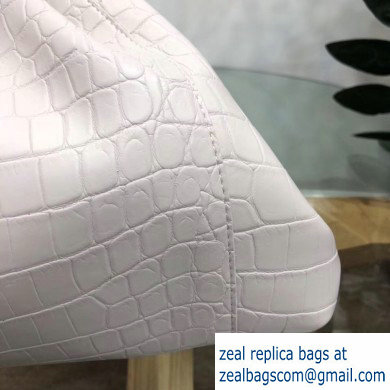 Bottega Veneta Oversize Frame The Pouch Clutch Bag In Croco Pattern White 2019 - Click Image to Close