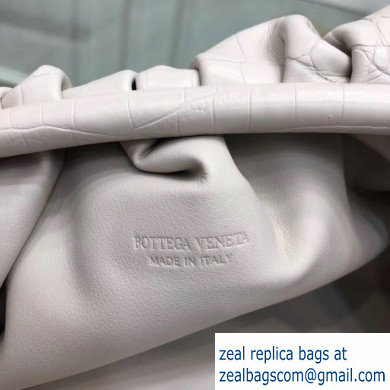 Bottega Veneta Oversize Frame The Pouch Clutch Bag In Croco Pattern White 2019 - Click Image to Close