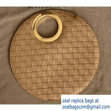 Bottega Veneta Small BV Rim Disc-shaped Clutch Bag In Maxi Intreccio Apricot 2019 - Click Image to Close