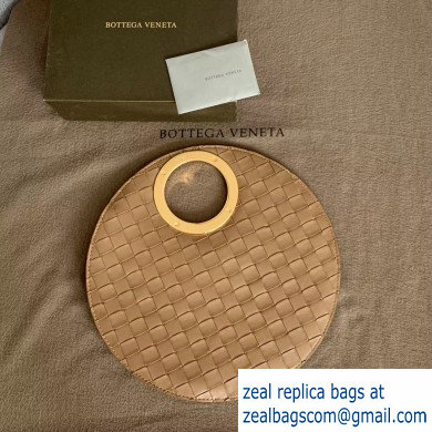 Bottega Veneta Small BV Rim Disc-shaped Clutch Bag In Maxi Intreccio Apricot 2019