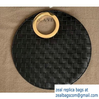 Bottega Veneta Small BV Rim Disc-shaped Clutch Bag In Maxi Intreccio Black 2019