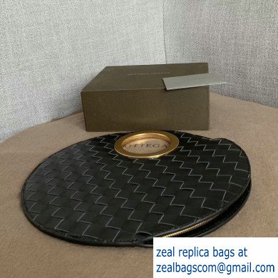 Bottega Veneta Small BV Rim Disc-shaped Clutch Bag In Maxi Intreccio Black 2019 - Click Image to Close