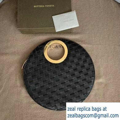 Bottega Veneta Small BV Rim Disc-shaped Clutch Bag In Maxi Intreccio Black 2019