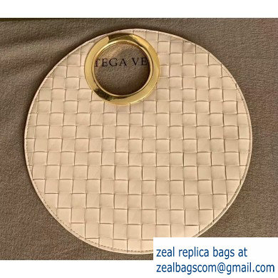 Bottega Veneta Small BV Rim Disc-shaped Clutch Bag In Maxi Intreccio Nude 2019 - Click Image to Close