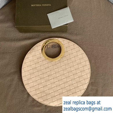 Bottega Veneta Small BV Rim Disc-shaped Clutch Bag In Maxi Intreccio Nude 2019