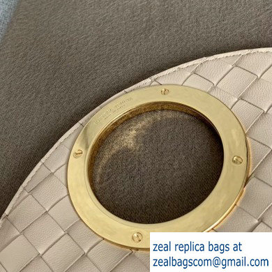 Bottega Veneta Small BV Rim Disc-shaped Clutch Bag In Maxi Intreccio Nude 2019 - Click Image to Close