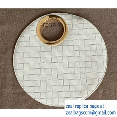 Bottega Veneta Small BV Rim Disc-shaped Clutch Bag In Maxi Intreccio White 2019