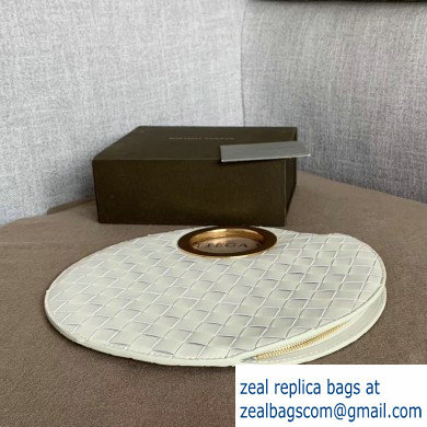 Bottega Veneta Small BV Rim Disc-shaped Clutch Bag In Maxi Intreccio White 2019