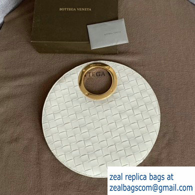 Bottega Veneta Small BV Rim Disc-shaped Clutch Bag In Maxi Intreccio White 2019