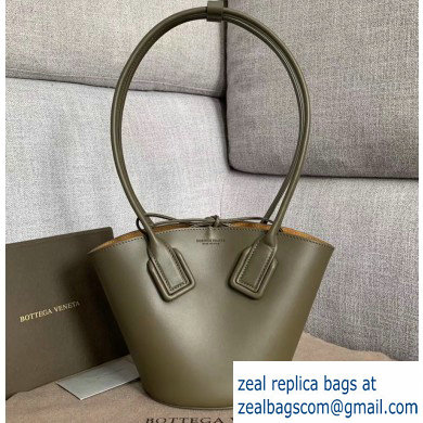 Bottega Veneta Small Basket Tote Bag In French Calf Army Green 2019 - Click Image to Close