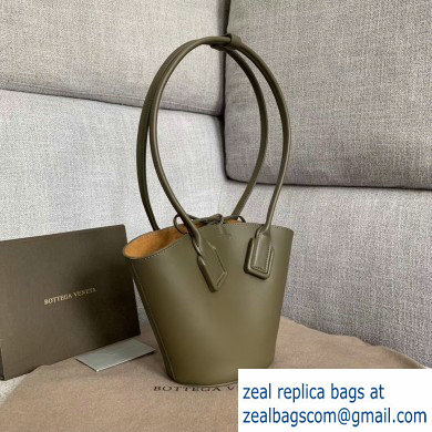 Bottega Veneta Small Basket Tote Bag In French Calf Army Green 2019