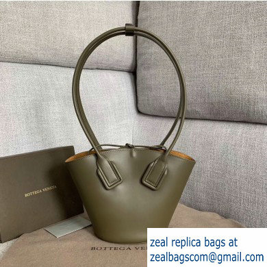 Bottega Veneta Small Basket Tote Bag In French Calf Army Green 2019