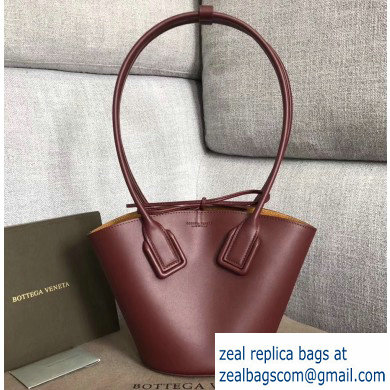 Bottega Veneta Small Basket Tote Bag In French Calf Burgundy 2019