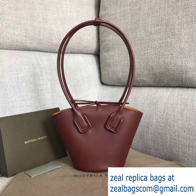 Bottega Veneta Small Basket Tote Bag In French Calf Burgundy 2019