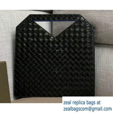 Bottega Veneta Small Flat Bicolor North-South Tote Bag Black 2019