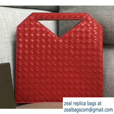 Bottega Veneta Small Flat Bicolor North-South Tote Bag Red 2019