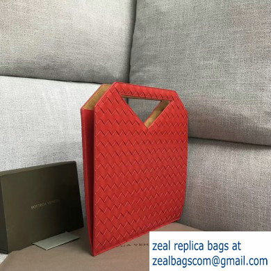 Bottega Veneta Small Flat Bicolor North-South Tote Bag Red 2019 - Click Image to Close