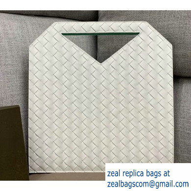 Bottega Veneta Small Flat Bicolor North-South Tote Bag White 2019