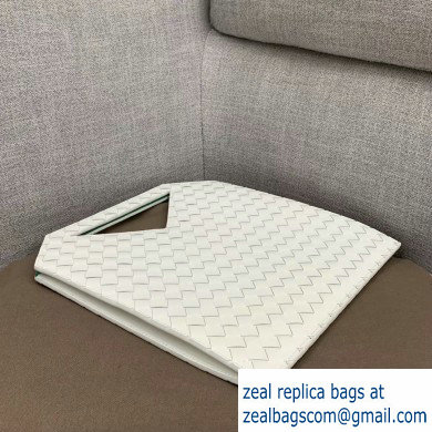 Bottega Veneta Small Flat Bicolor North-South Tote Bag White 2019
