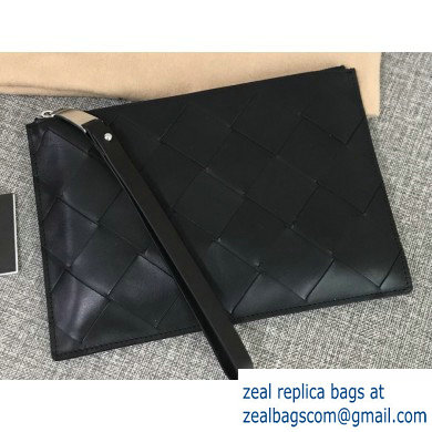 Bottega Veneta Small Pouch Clutch Bag In Maxi Intreccio Weave Black 2019