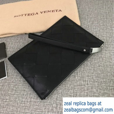 Bottega Veneta Small Pouch Clutch Bag In Maxi Intreccio Weave Black 2019 - Click Image to Close