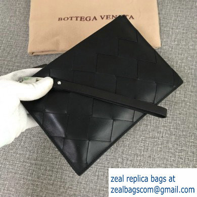 Bottega Veneta Small Pouch Clutch Bag In Maxi Intreccio Weave Black 2019