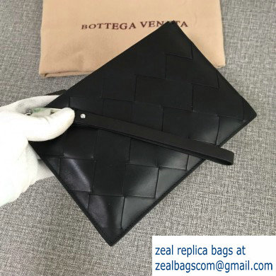 Bottega Veneta Small Pouch Clutch Bag In Maxi Intreccio Weave Black 2019 - Click Image to Close